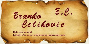 Branko Čeliković vizit kartica
